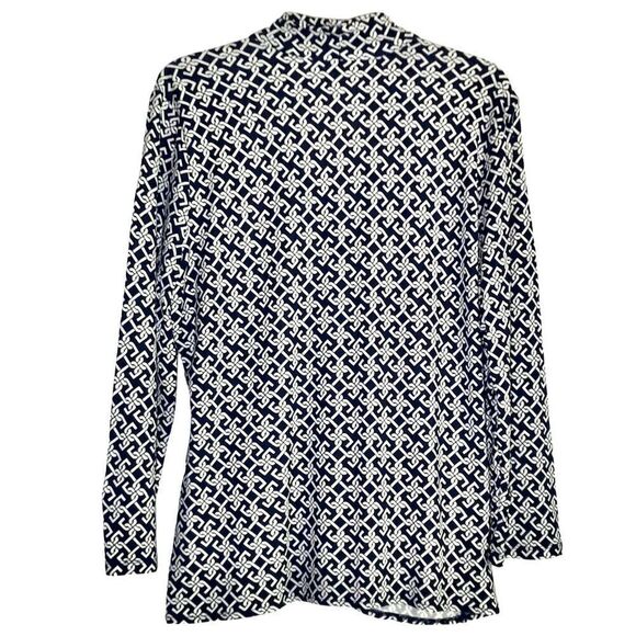 Talbots Wrap Style Geometric Print Top in Navy/White Women’s XL - Picture 5 of 8